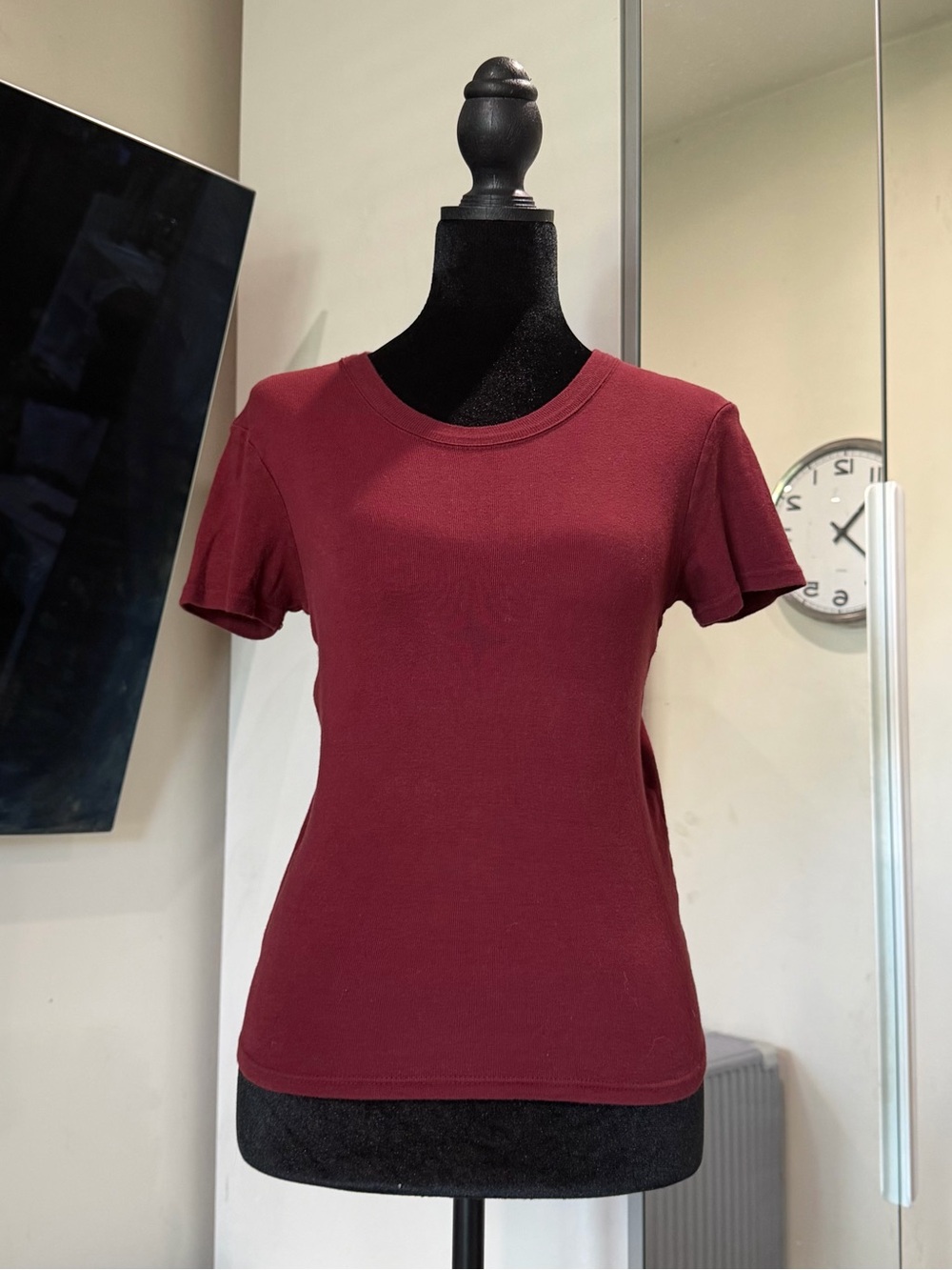 Brandy Melville Burgundy Baby Tee Cotton Crew Neck